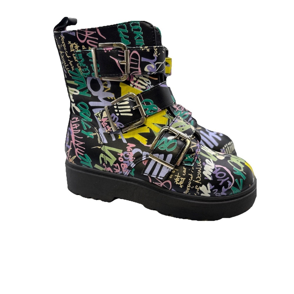 Yoki Grafetti Buckle Kenzo‎ Combat Boot Women's 10